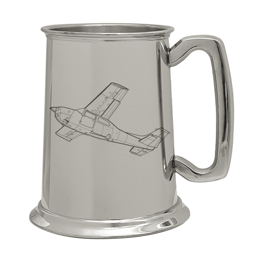 Illustration of Cessna 210 Centurion Aircraft Engraved on Pewter Tankard | Giftware Engraved