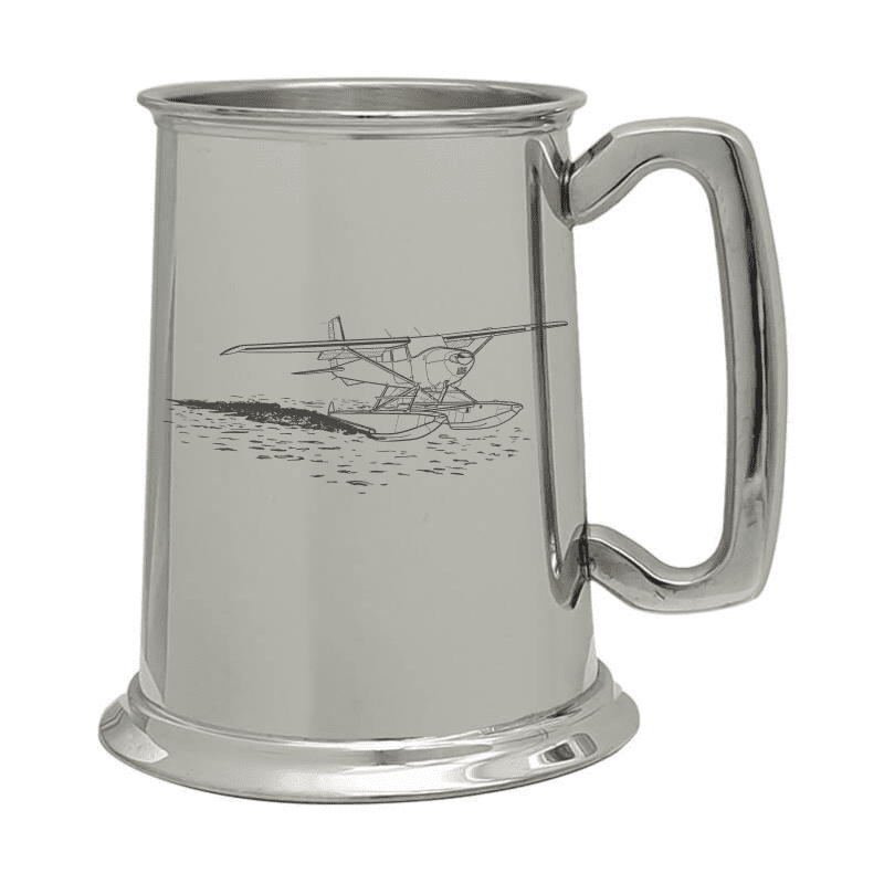 Illustration of Cessna Seaplane Engraved on Pewter Tankard | Giftware Engraved