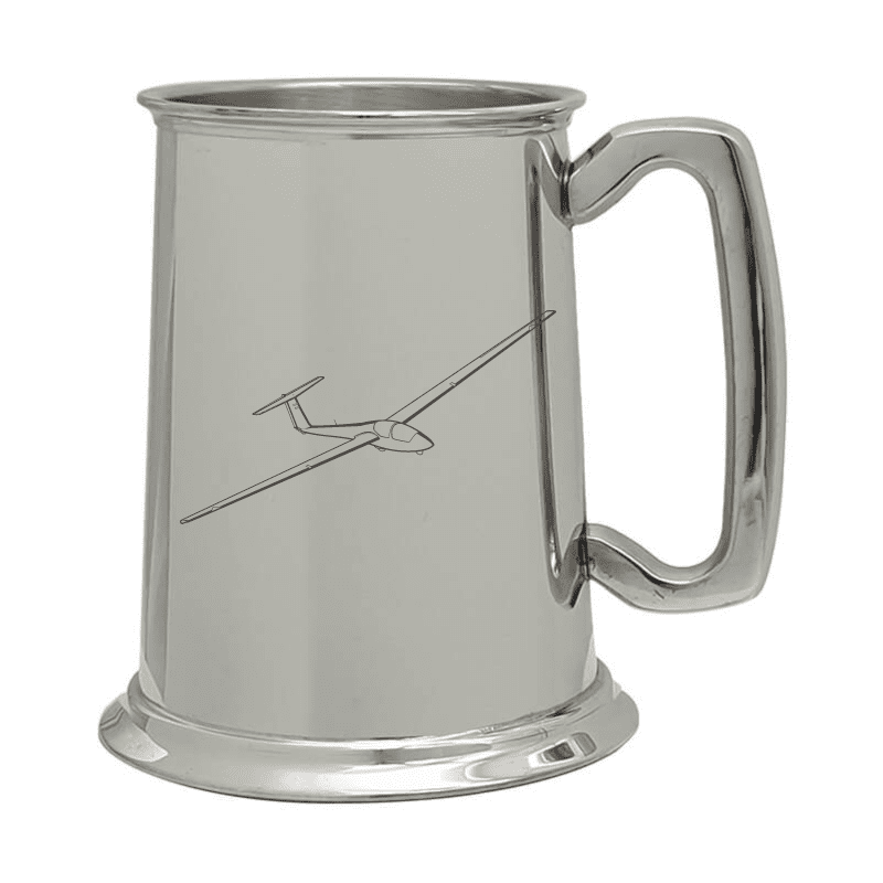 Illustration of Ask 21 Glider Engraved on Pewter Tankard | Giftware Engraved