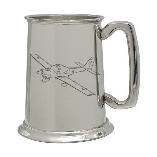 Illustration of Grob G115 Tutor Aircraft Engraved on Pewter Tankard | Giftware Engraved