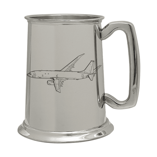 Illustration of Boeing P8 Poseidon Aircraft Engraved on Pewter Tankard | Giftware Engraved