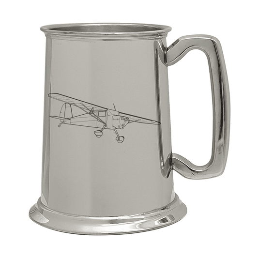 Illustration of Cessna 120 Aircraft Engraved on Pewter Tankard | Giftware Engraved