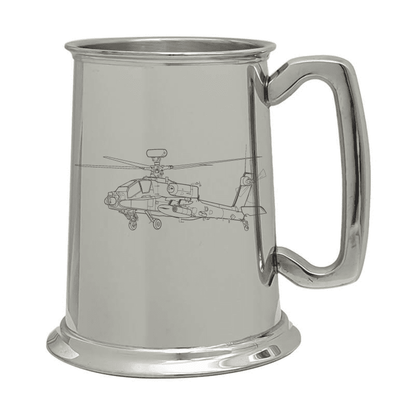 Illustration of Apache Helicopter Engraved on Pewter Tankard | Giftware Engraved