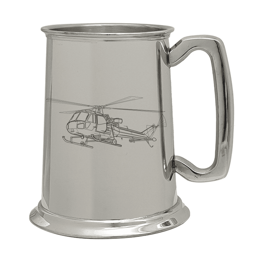 Illustration of Westland Scout Helicopter Engraved on Pewter Tankard | Giftware Engraved