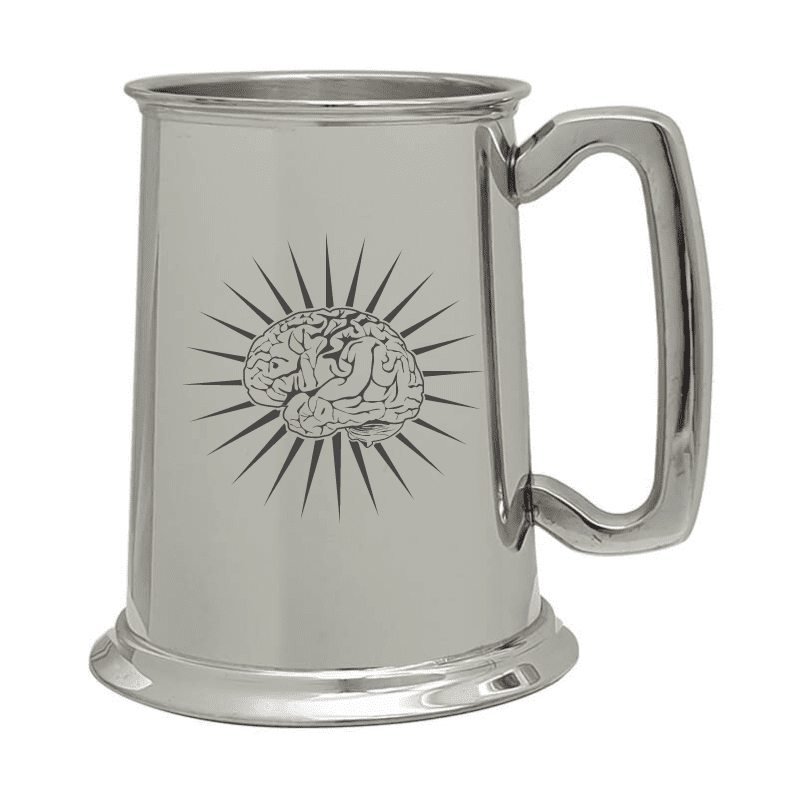 Illustration of Brain Juice Engraved on Pewter Tankard | Giftware Engraved