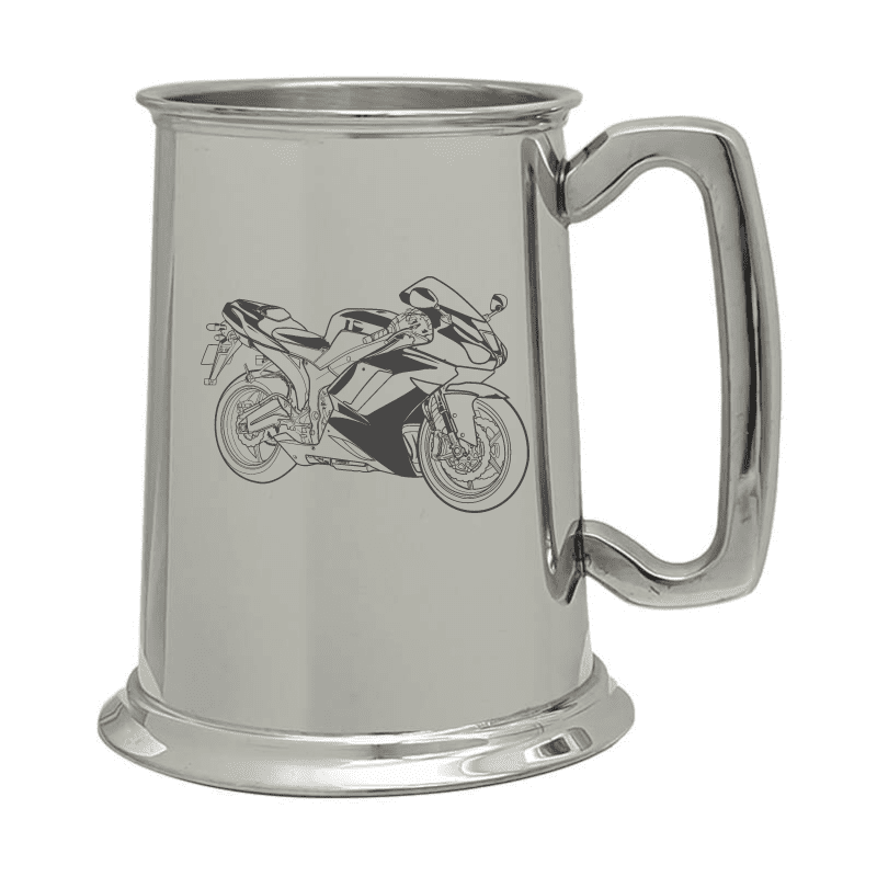 Illustration of Racing Bike  Engraved on Pewter Tankard | Giftware Engraved