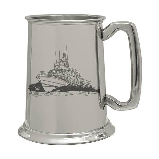 Illustration of RNLI Lifeboat Engraved on Pewter Tankard | Giftware Engraved
