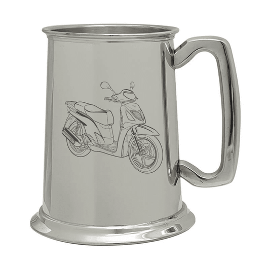 Illustration of Honda SH125 Scooter Engraved on Pewter Tankard | Giftware Engraved