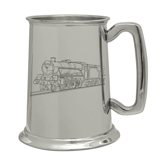Illustration of Steam Train Locamotive Engraved on Pewter Tankard | Giftware Engraved