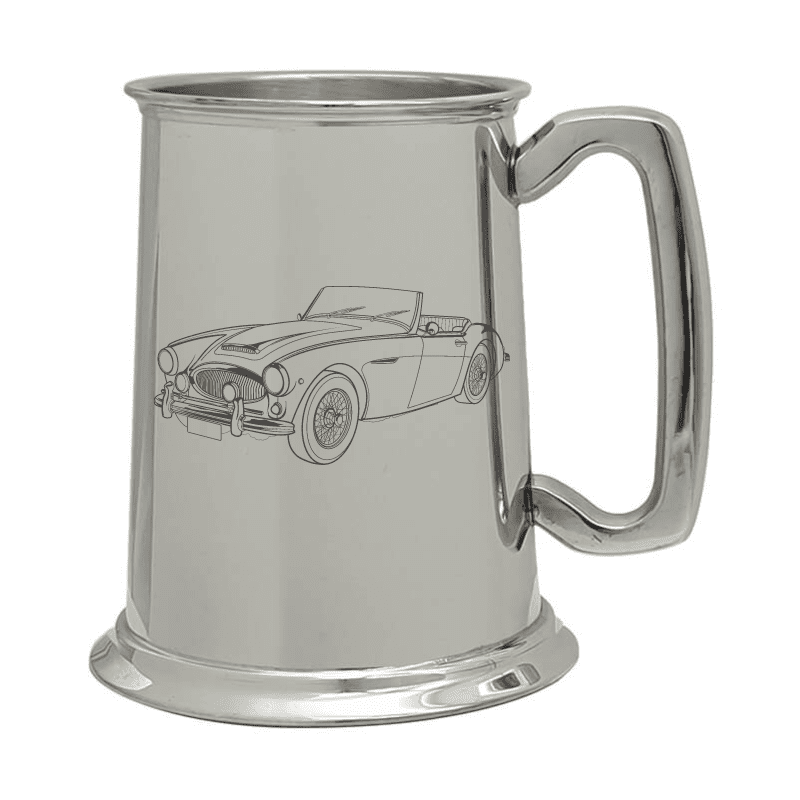 Illustration of Austin Healey 3000 Engraved on Pewter Tankard | Giftware Engraved