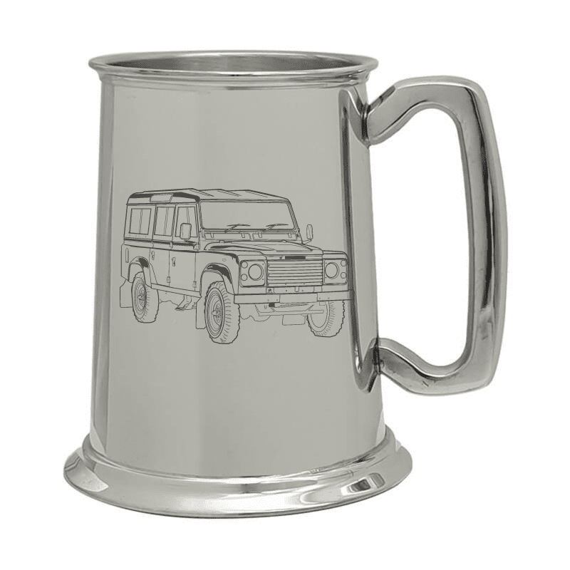 Illustration of Land Rover Engraved on Pewter Tankard | Giftware Engraved