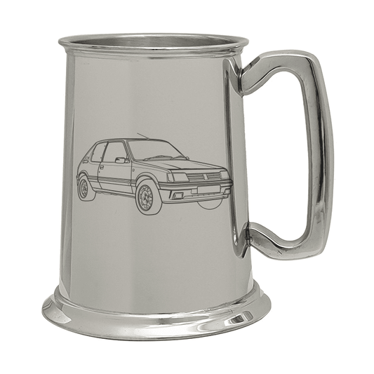 Illustration of Peugeot 205 Gti Engraved on Pewter Tankard | Giftware Engraved