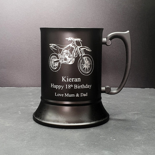 Dirt Bike Motorcycle Steel Tankard | Giftware Engraved